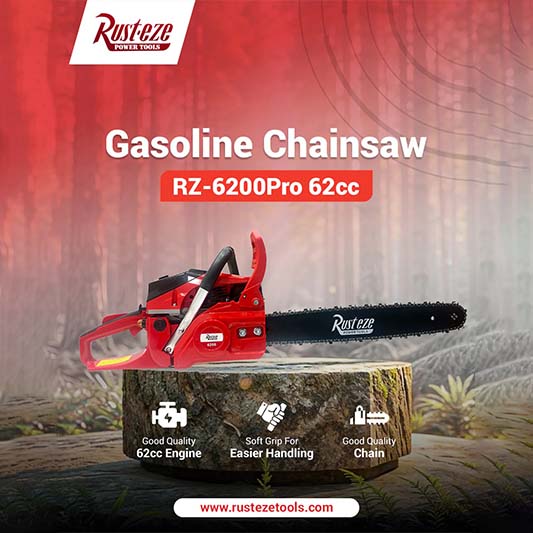 18” Gasoline Chainsaw RZ-6200Pro 62cc METAL STARTER
